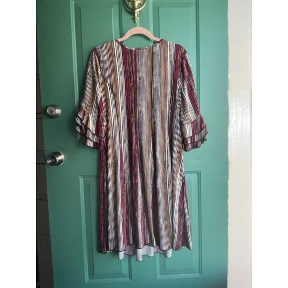 Sami & Jo XL Petite Boho Striped Midi Dress with 3/4 ruffled bell sleeves - Picture 8 of 10